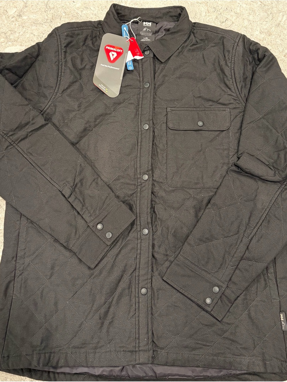 Helly Hansen Isjford Primaloft Insulated Shacket Black Quilted Snap-Front Jacket
